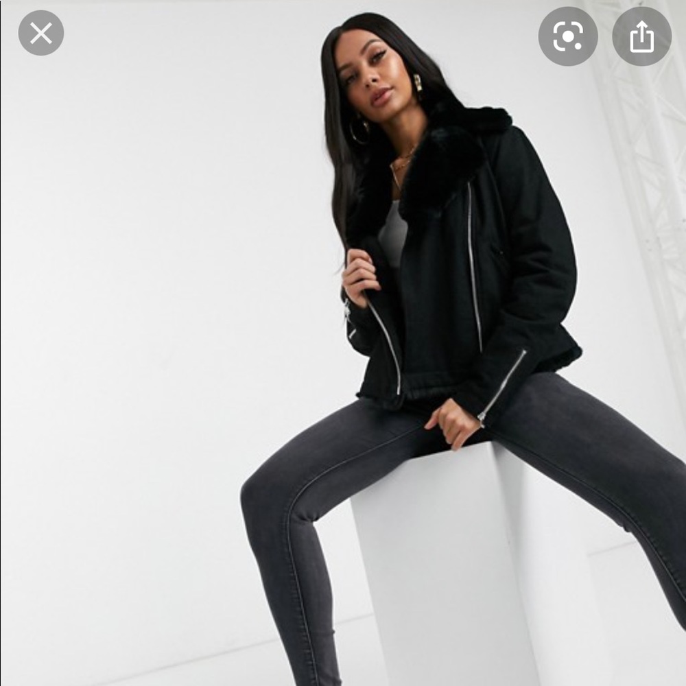 ASOS Black Denim Jacket lined with Faux Fur